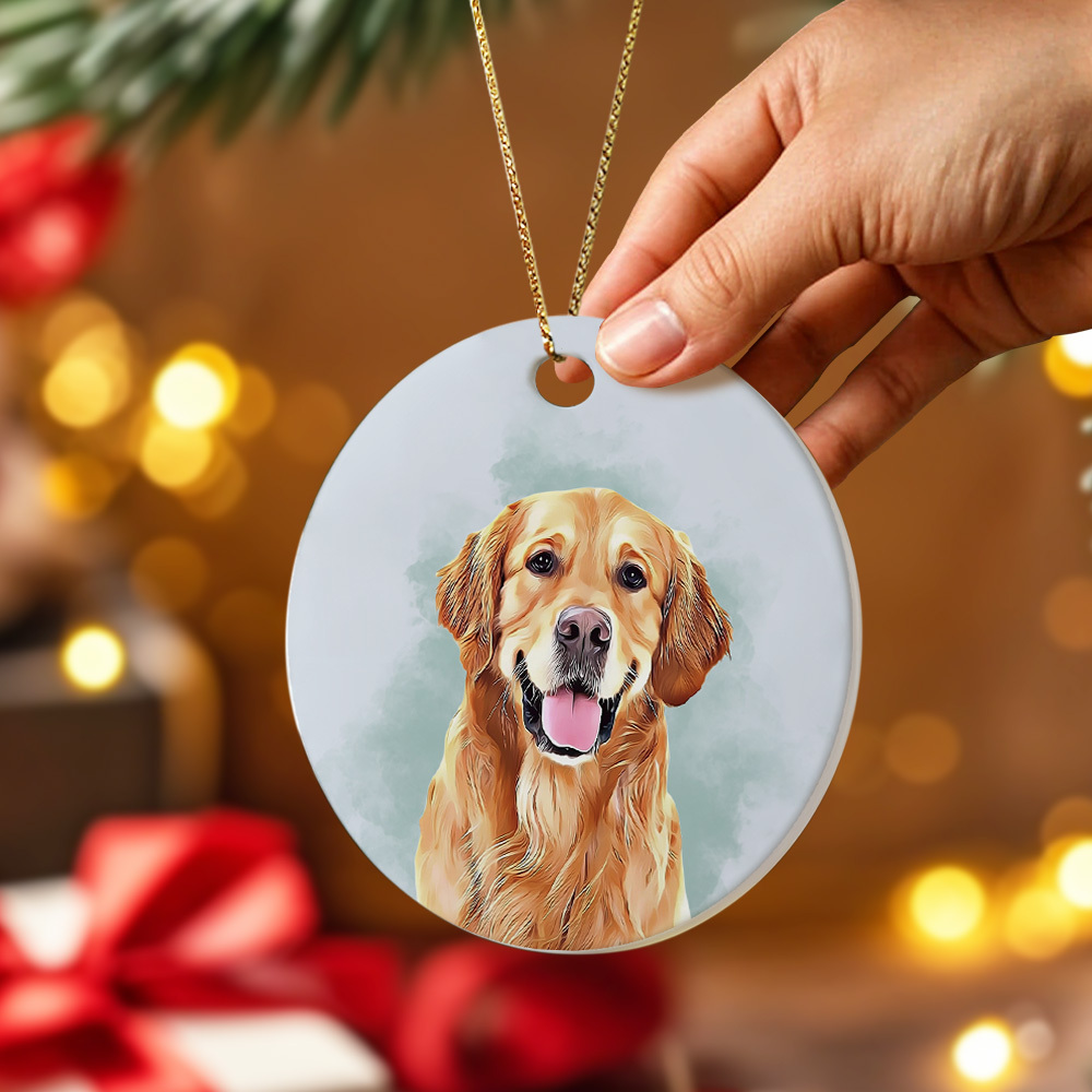 Personalized Pet Watercolor Ornament Using Pet's Photo + Name - Custom Ornament Christmas Dog Ornament Personalized Dog Ornament Custom Dog