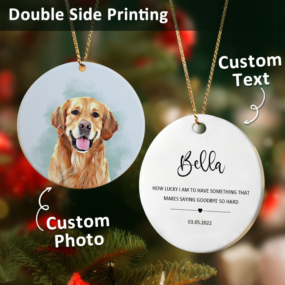 Personalized Pet Watercolor Ornament Using Pet's Photo + Name - Custom Ornament Christmas Dog Ornament Personalized Dog Ornament Custom Dog