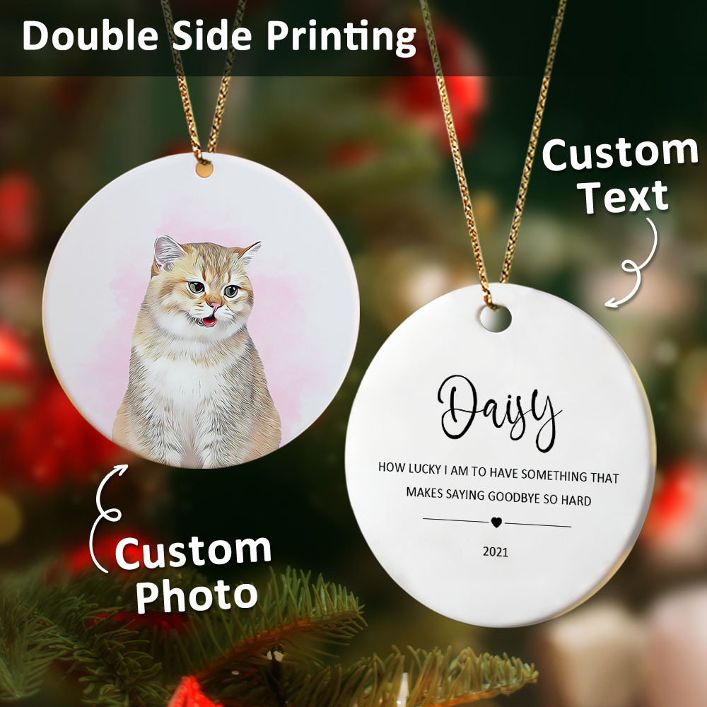 Personalized Pet Watercolor Ornament Using Pet's Photo + Name - Custom Ornament Christmas Dog Ornament Personalized Dog Ornament Custom Dog