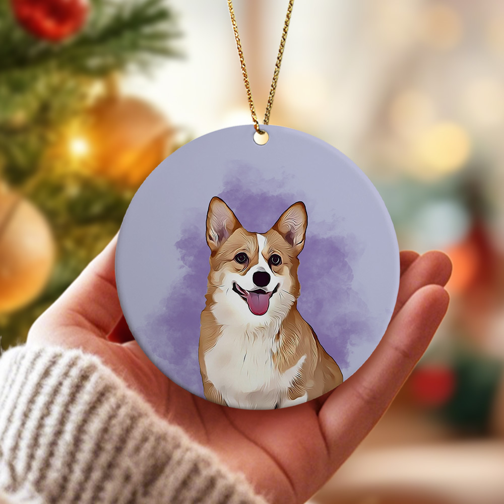 Personalized Pet Watercolor Ornament Using Pet's Photo + Name - Custom Ornament Christmas Dog Ornament Personalized Dog Ornament Custom Dog