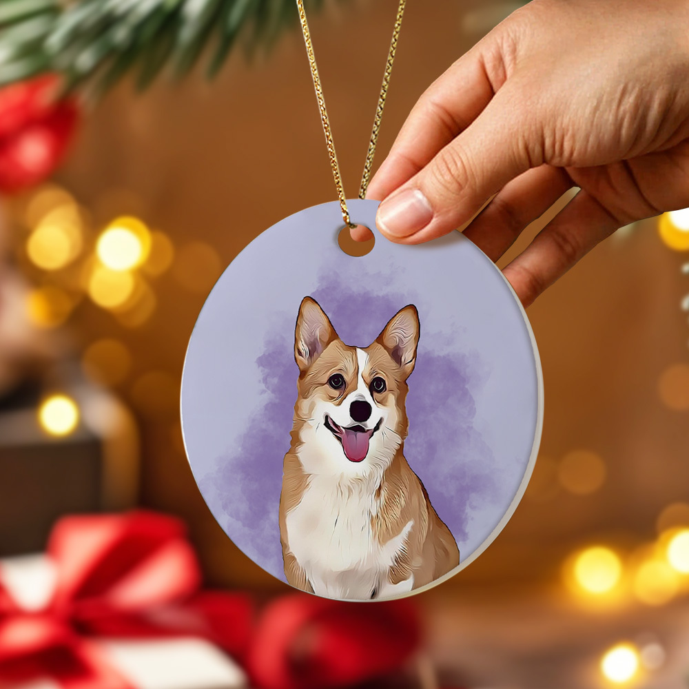 Personalized Pet Watercolor Ornament Using Pet's Photo + Name - Custom Ornament Christmas Dog Ornament Personalized Dog Ornament Custom Dog