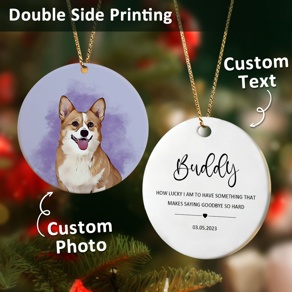 Personalized Pet Watercolor Ornament Using Pet's Photo + Name - Custom Ornament Christmas Dog Ornament Personalized Dog Ornament Custom Dog