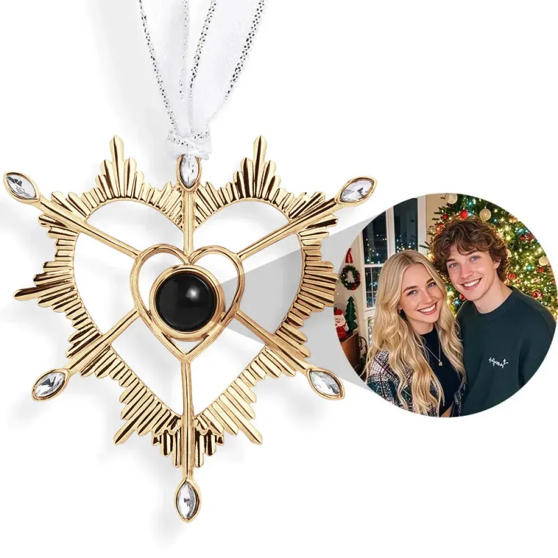 Personalized Pink Snowflake Photo Ornament Custom Projection Ornaments Christmas Gifts - PhotoMoonLamp