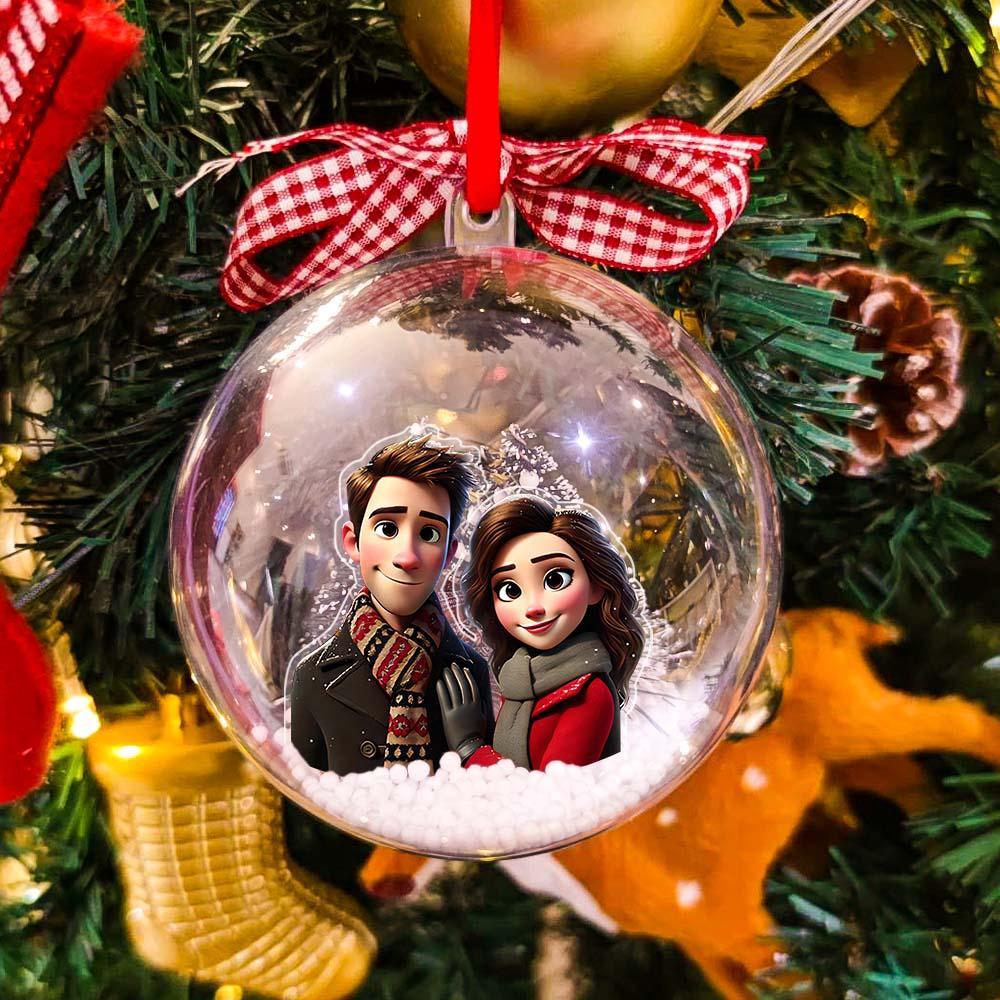 Personalized Cartoon Style Photo Christmas Ball Decoration - PhotoMoonLamp