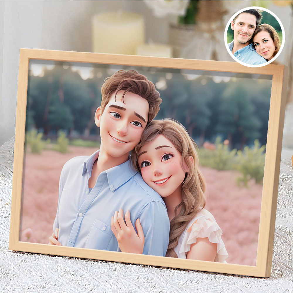 Christmas Gifts for Pet Lover Personalized Cartoon Portrait Photo Frame - PhotoMoonLamp