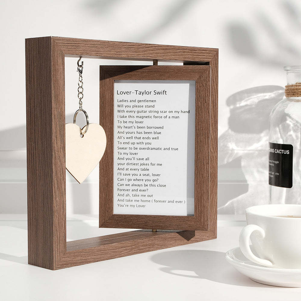 Custom Engraved Rotating Floating Picture Frames Double-Sided For Couple Personalized Engagement Gift - photomoonlamp