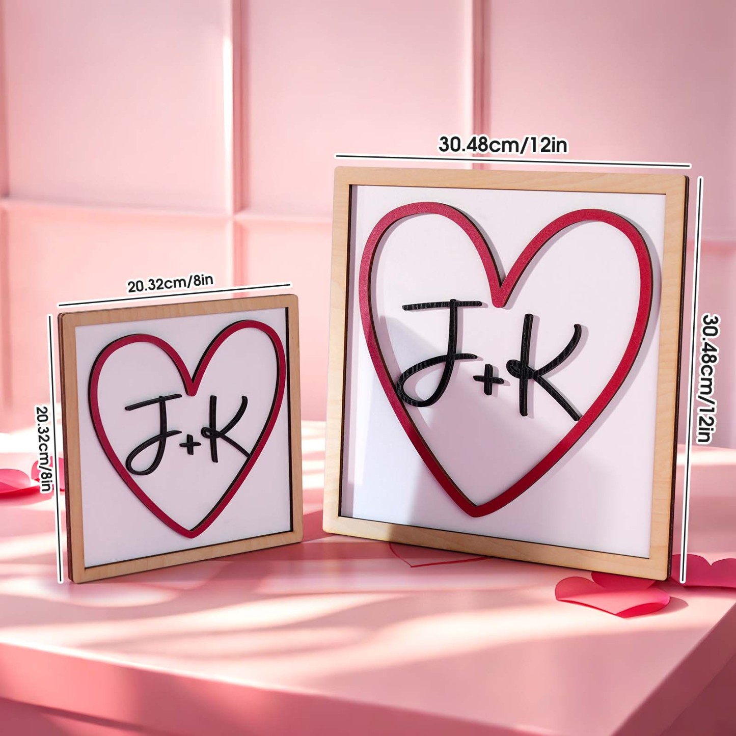 Personalized Letter Wooden Photo Frame Customized Initials Symbol of Love
