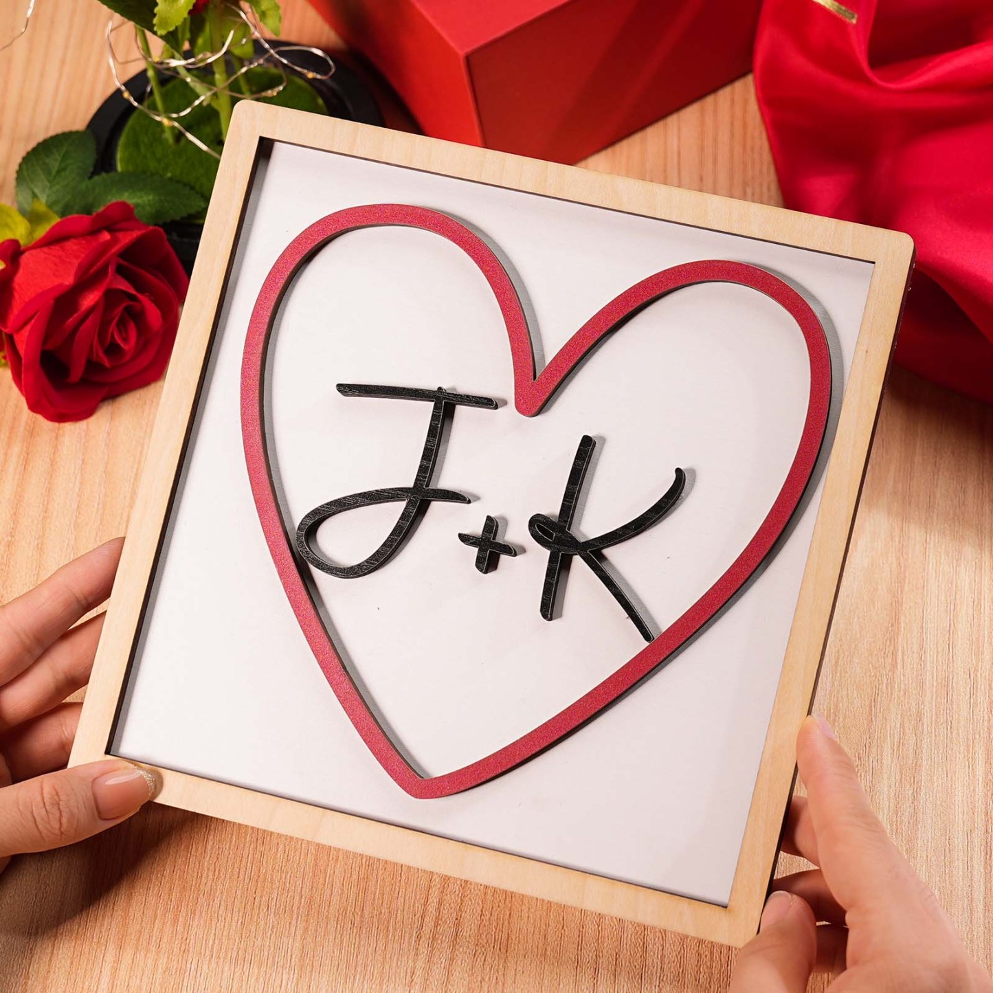 Personalized Letter Wooden Photo Frame Customized Initials Symbol of Love