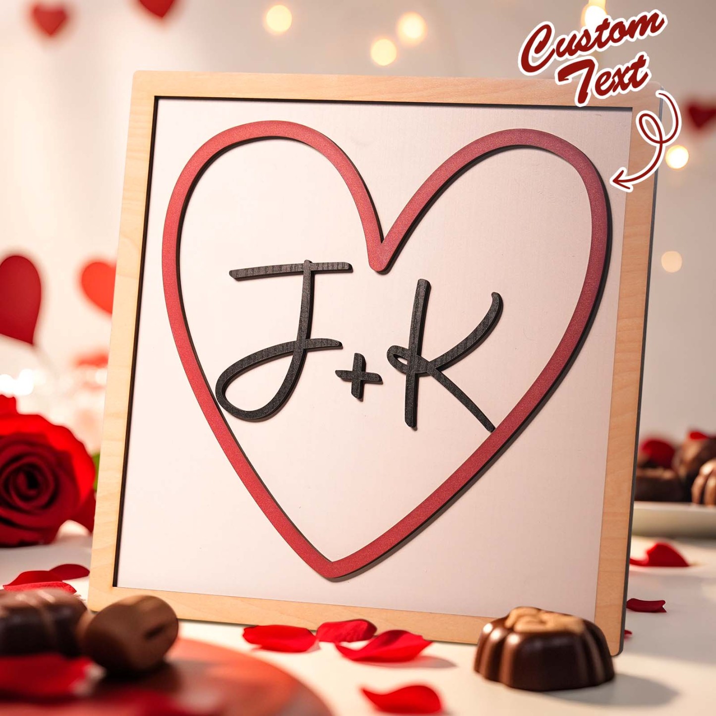 Personalized Letter Wooden Photo Frame Customized Initials Symbol of Love