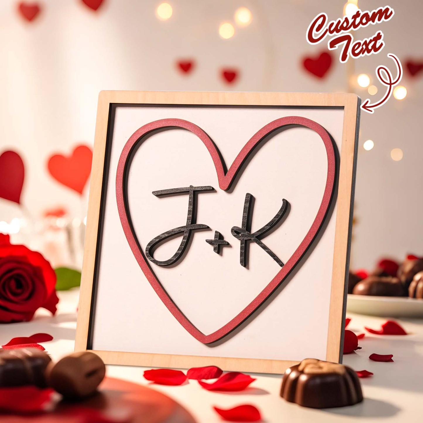 Personalized Letter Wooden Photo Frame Customized Initials Symbol of Love