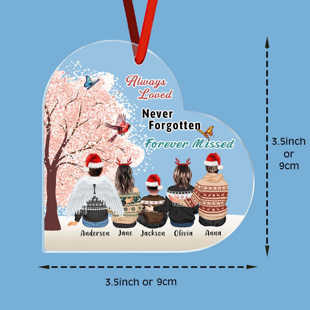 Custom Family Clip Art Personalized Name Memorial Heart Ornament Christmas Gifts - photomoonlamp