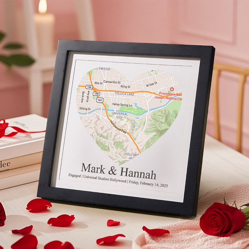 Custom Names Frame Desk Decoration Personalized Location Wedding Anniversary Day Gifts