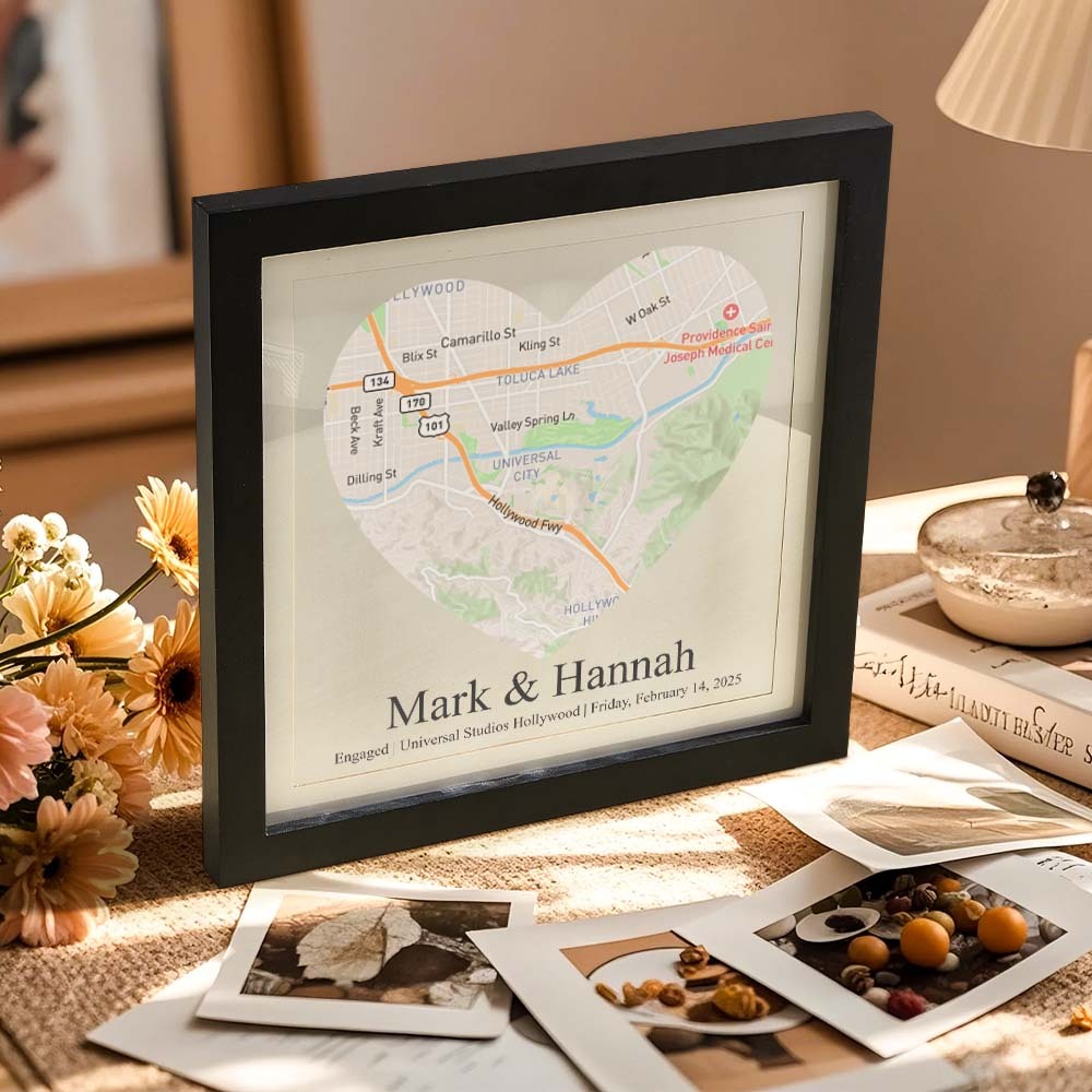 Custom Names Frame Desk Decoration Personalized Location Wedding Anniversary Day Gifts