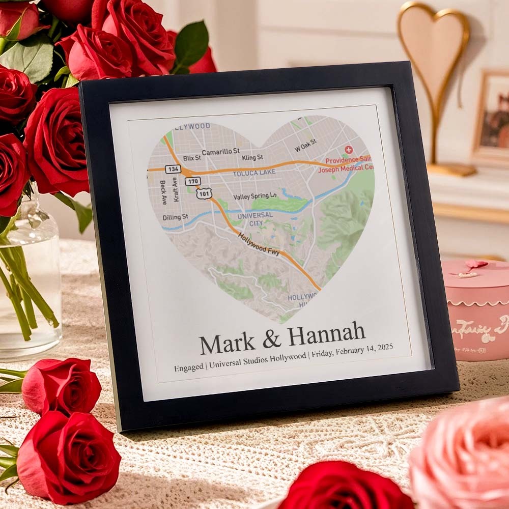 Custom Names Frame Desk Decoration Personalized Location Wedding Anniversary Day Gifts