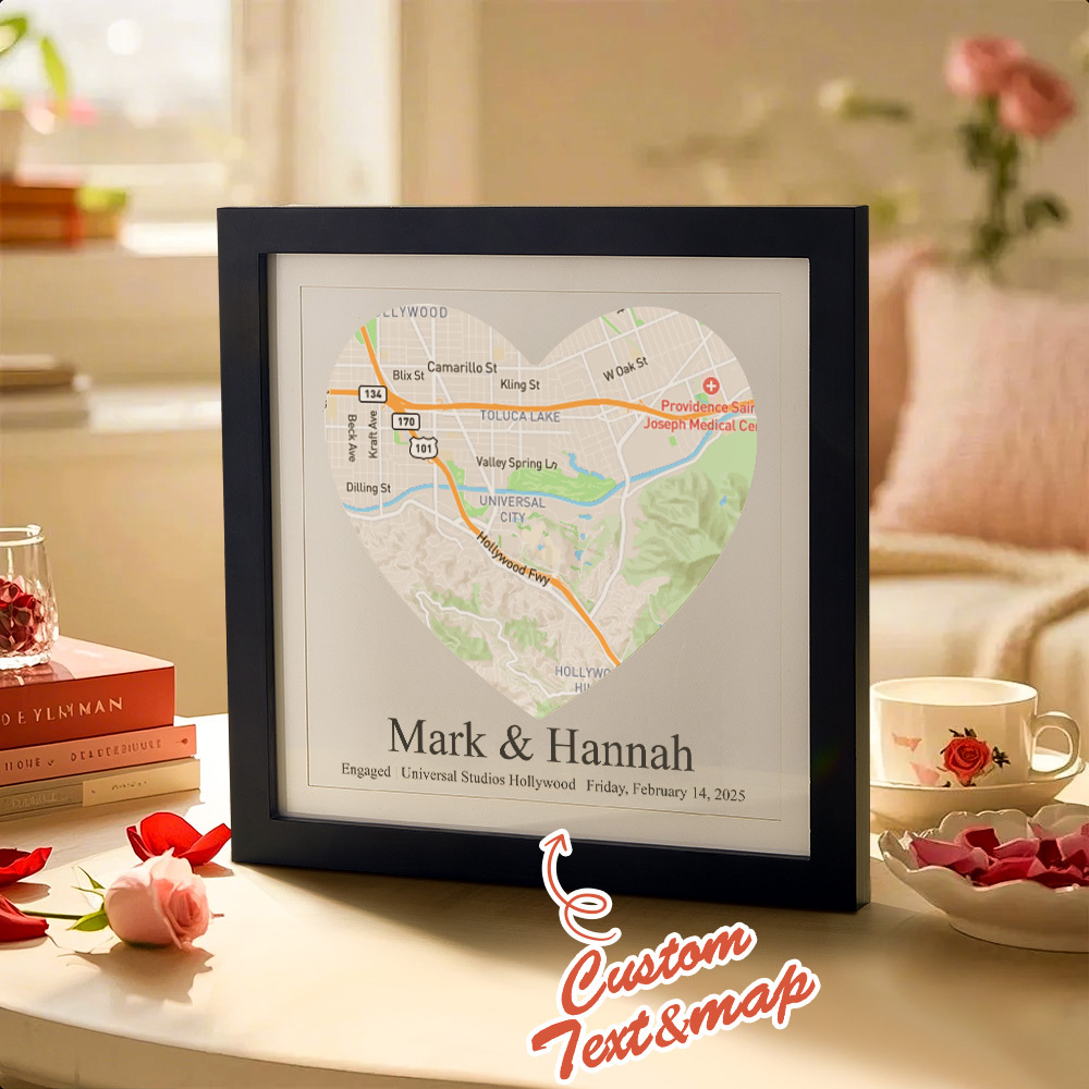 Custom Names Frame Desk Decoration Personalized Location Wedding Anniversary Day Gifts
