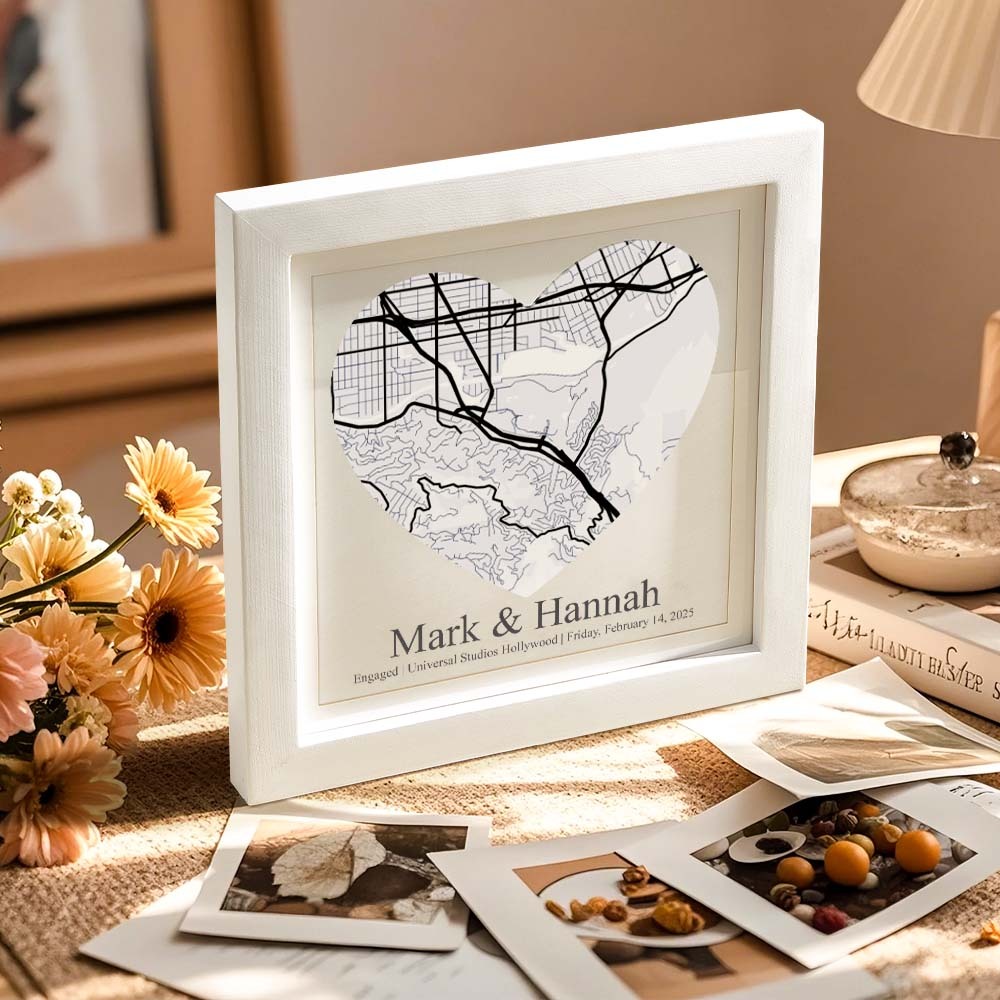 Custom Names Frame Desk Decoration Personalized Location Wedding Anniversary Day Gifts