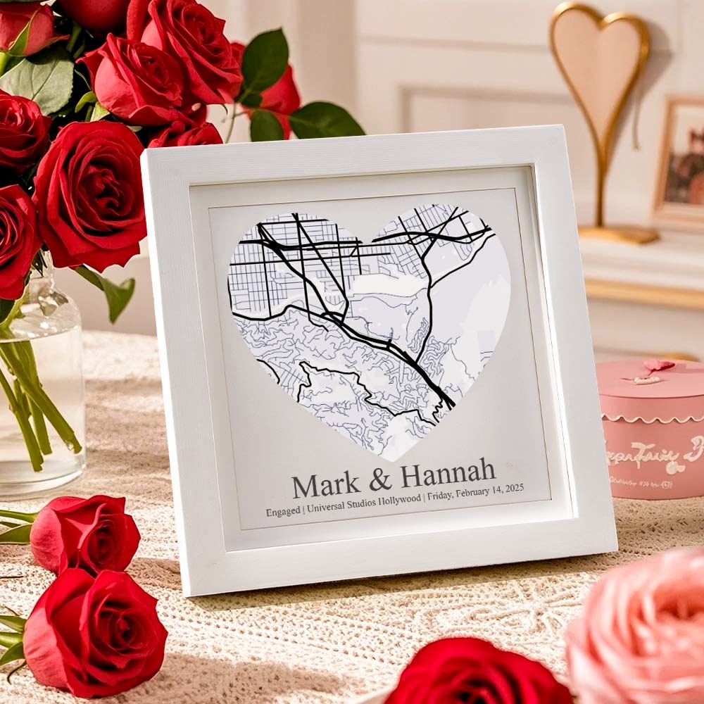 Custom Names Frame Desk Decoration Personalized Location Wedding Anniversary Day Gifts