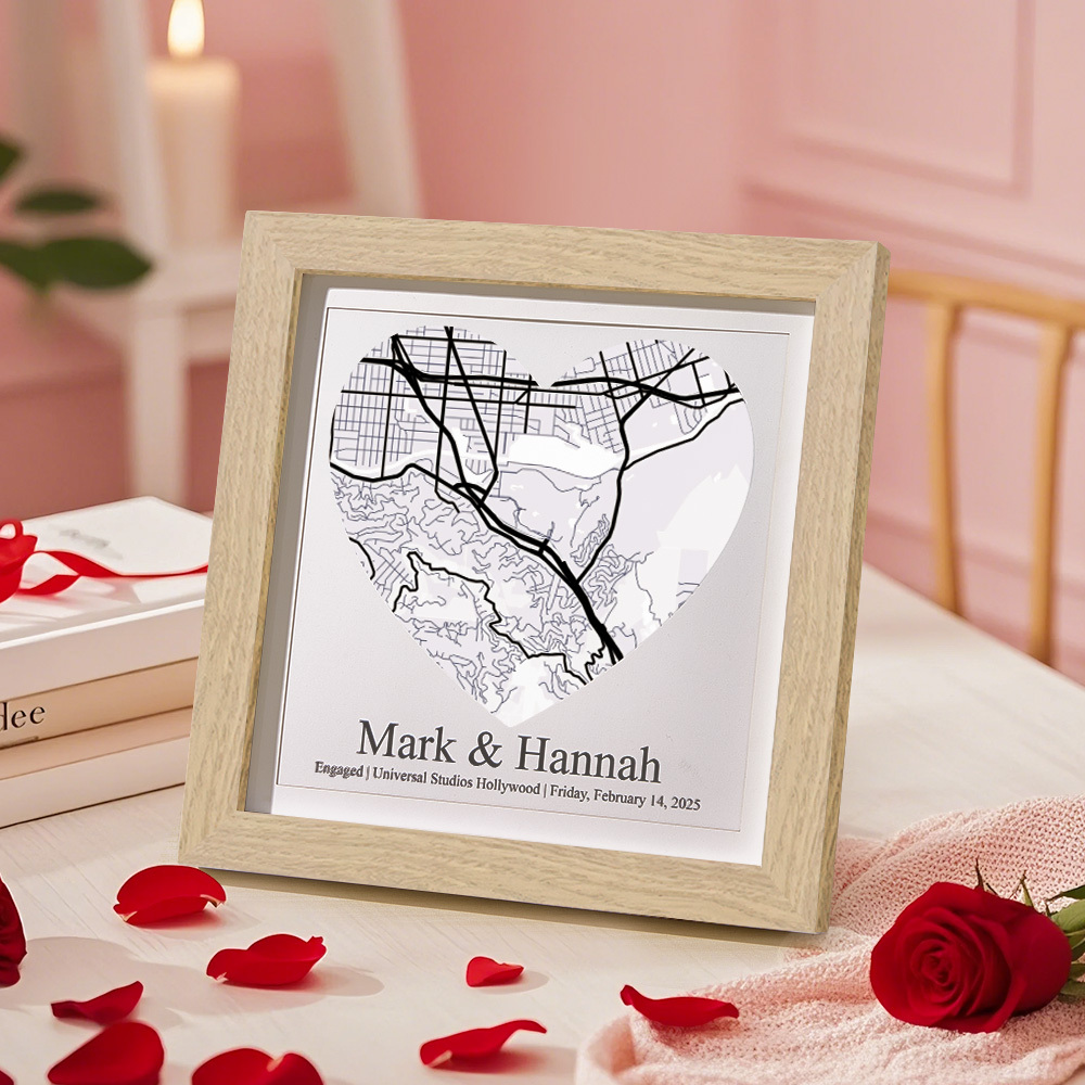 Custom Names Frame Desk Decoration Personalized Location Wedding Anniversary Day Gifts