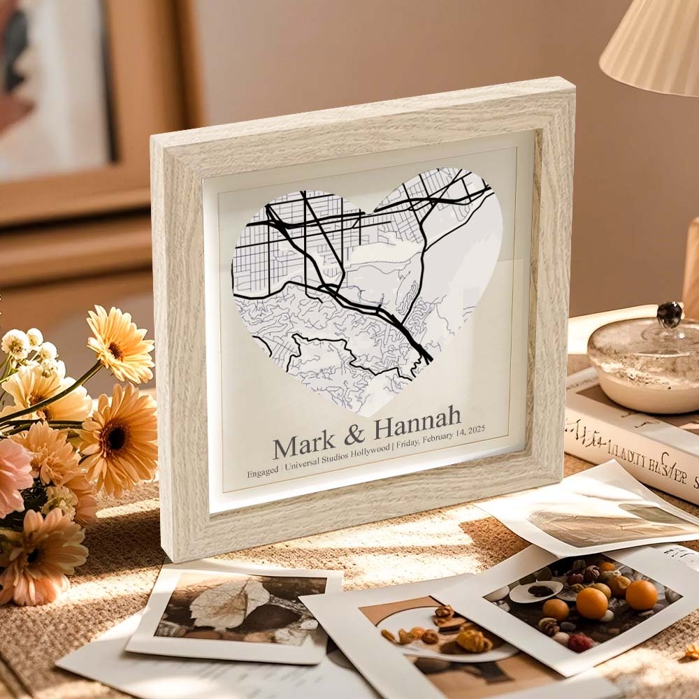 Custom Names Frame Desk Decoration Personalized Location Wedding Anniversary Day Gifts