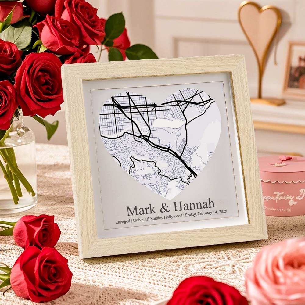 Custom Names Frame Desk Decoration Personalized Location Wedding Anniversary Day Gifts