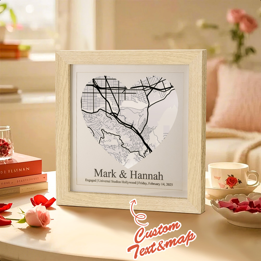 Custom Names Frame Desk Decoration Personalized Location Wedding Anniversary Day Gifts