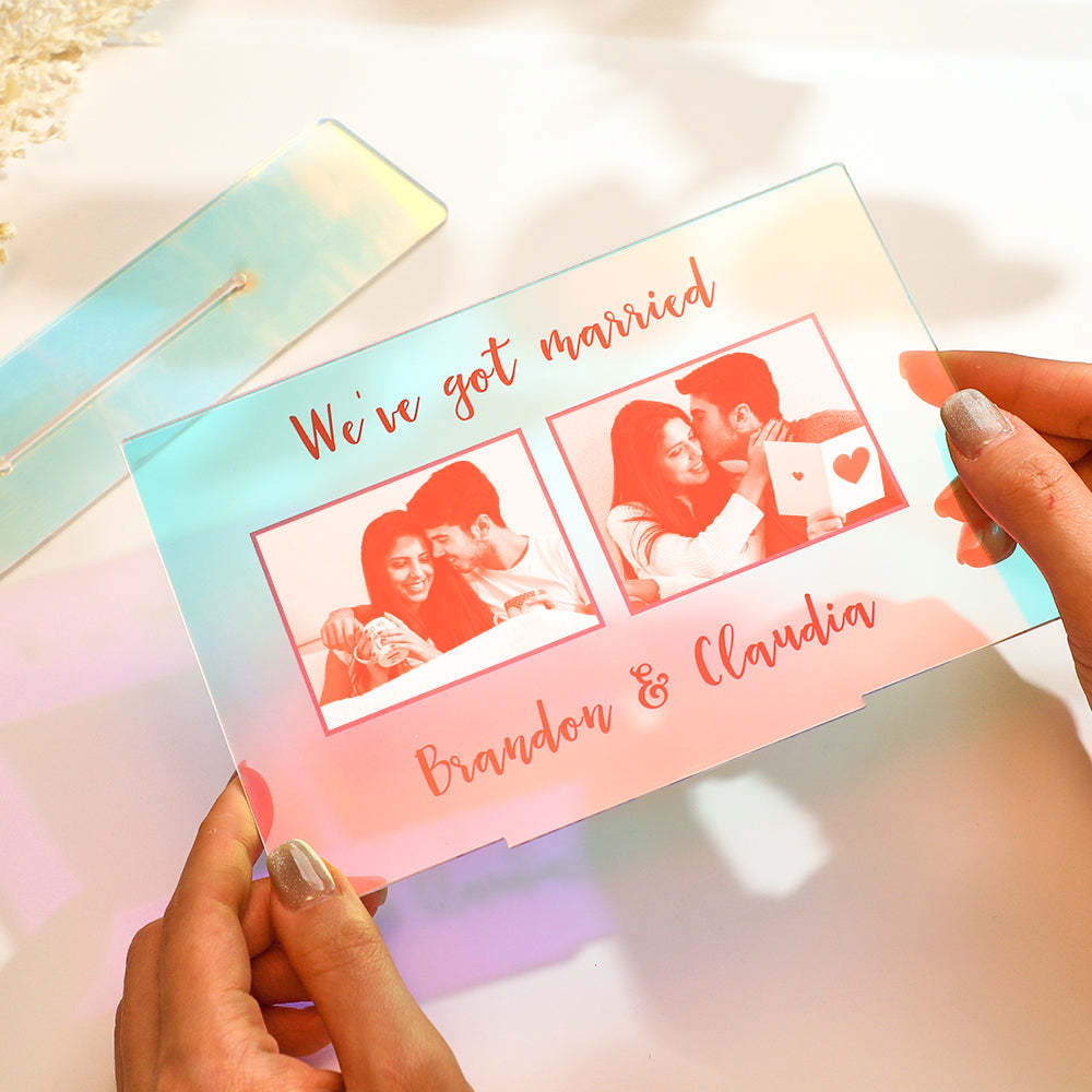 Custom Photo Transparent Gradient Color Acrylic Ornaments Personalized Engraved Keepsake for Couples - photomoonlamp