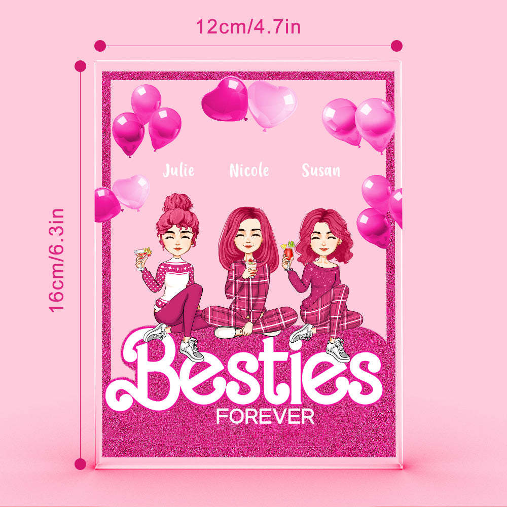 Custom Clip Art Personalized Hairstyle Clothes and Name Sisters Cartoon Plaque Lamp Christmas Gifts - photomoonlamp