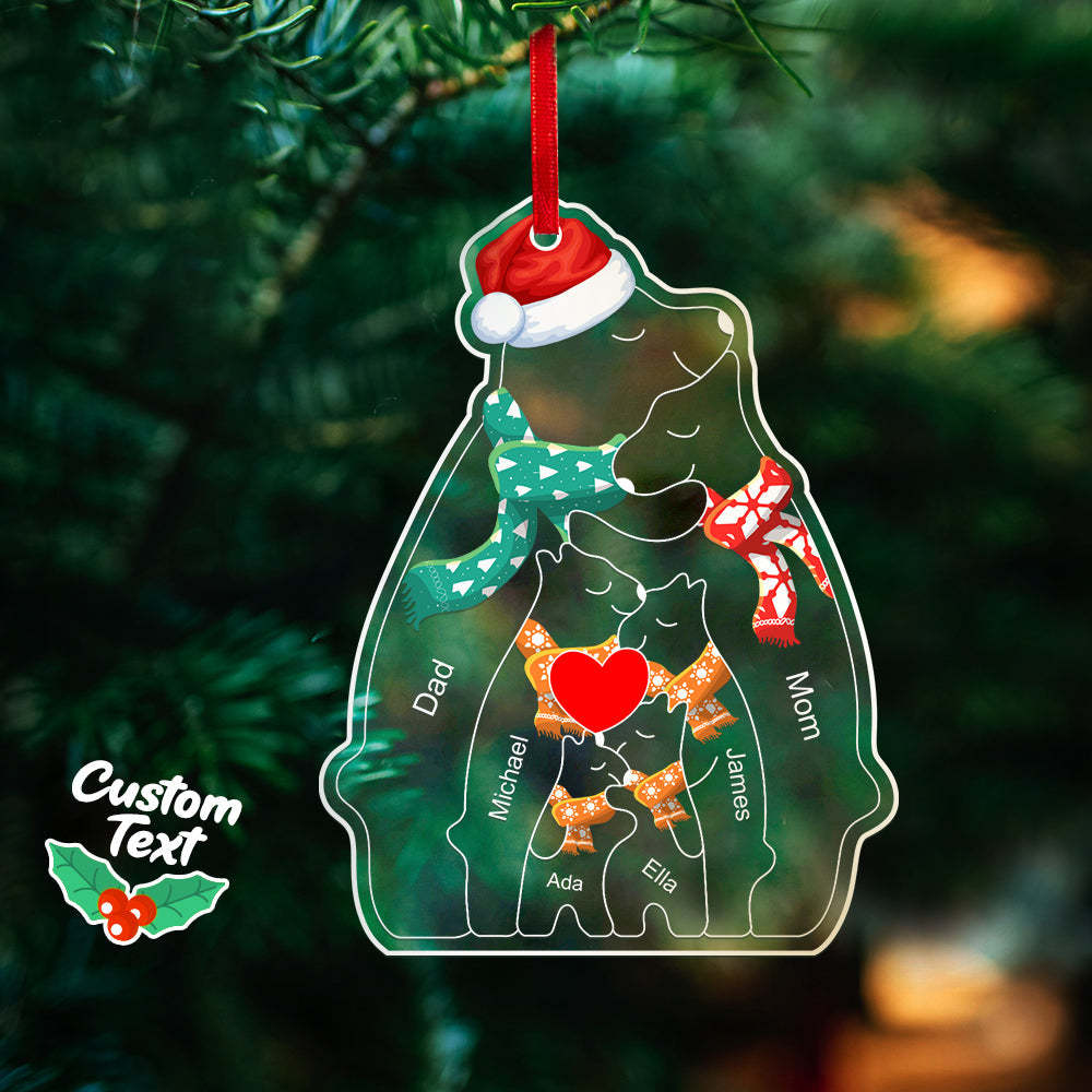 Personalized Names Christmas Bear Family Acrylic Ornament Custom Christmas Keepsake Ornament Christmas Gift Decor - photomoonlamp