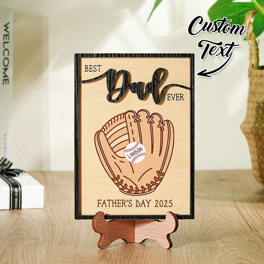 Custom Engraved Wooden Baseball Decor with Stand Personalized Memorabi