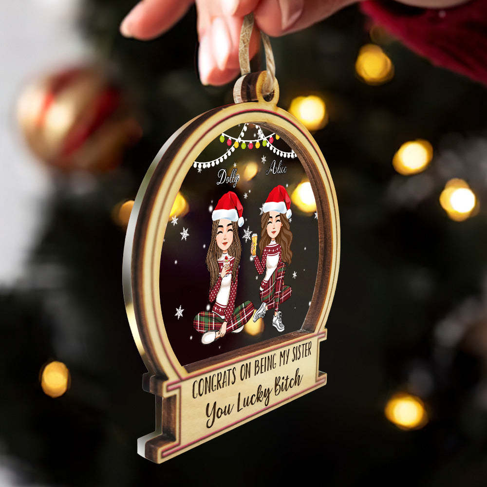 Christmas Tree Ornaments Personalized Hairstyle Clothes Name Drink Acrylic and Wood Christmas Gifts - photomoonlamp