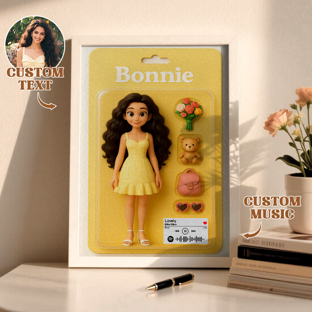 Custom Starter Pack Portrait, Personalized Portrait 3D Blister Toy Art, Custom Action Figure - PhotoMoonLamp