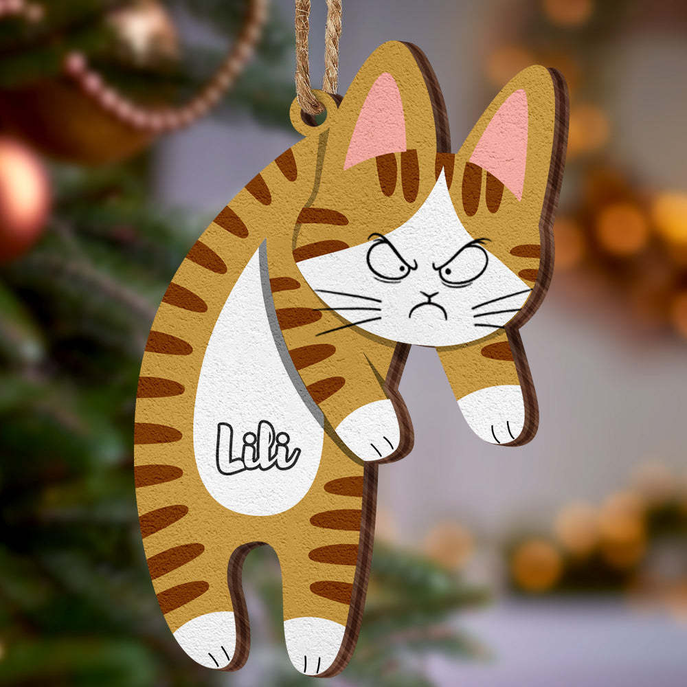 Personalized Wooden Ornament Hanging Cat Christmas Gifts - photomoonlamp