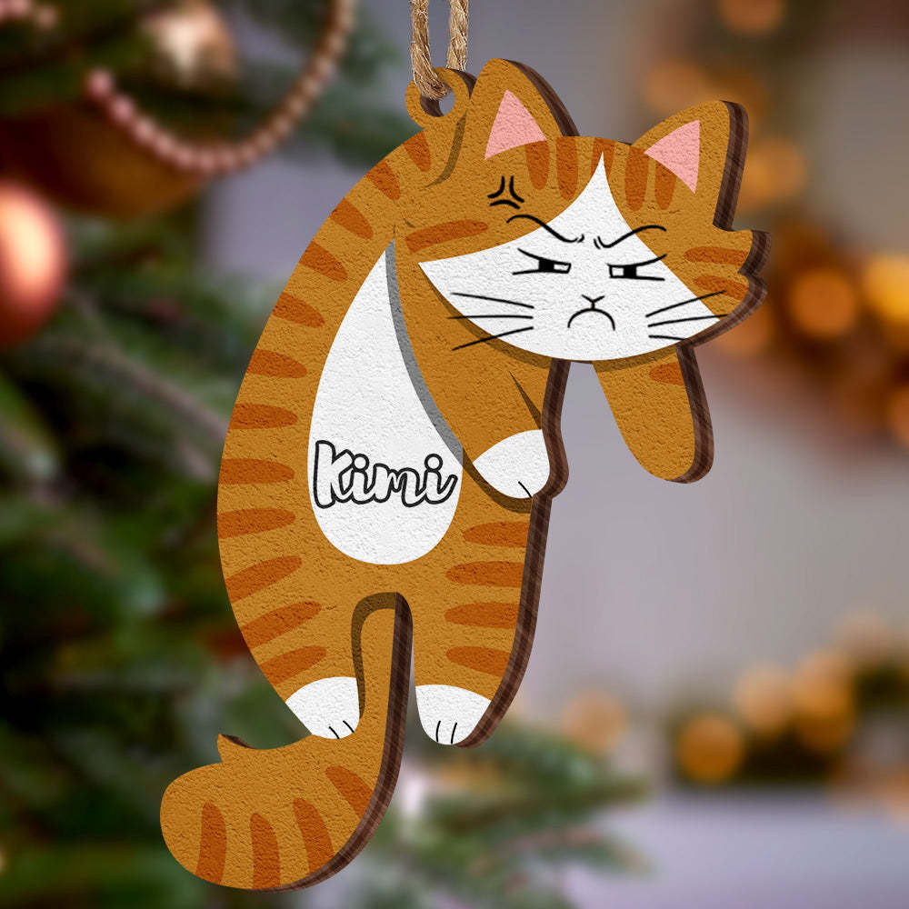 Personalized Wooden Ornament Hanging Cat Christmas Gifts - photomoonlamp