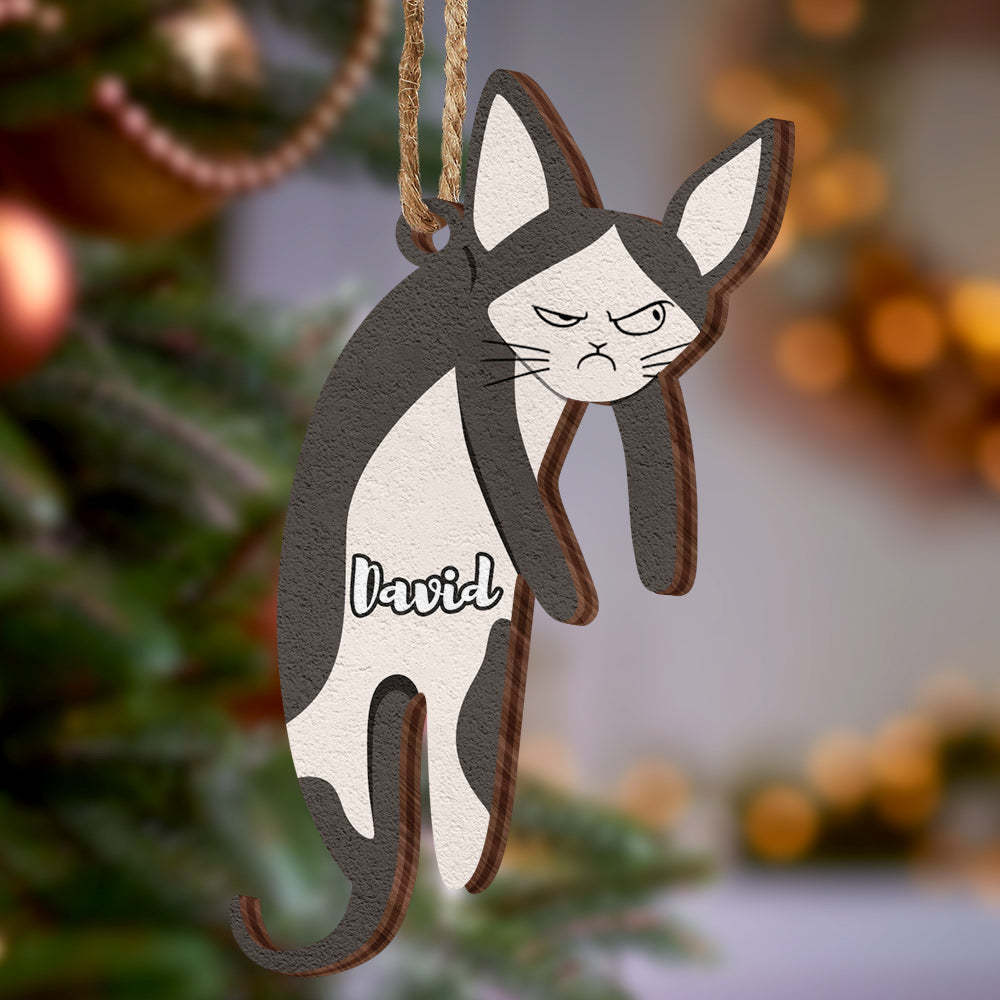 Personalized Wooden Ornament Hanging Cat Christmas Gifts - photomoonlamp