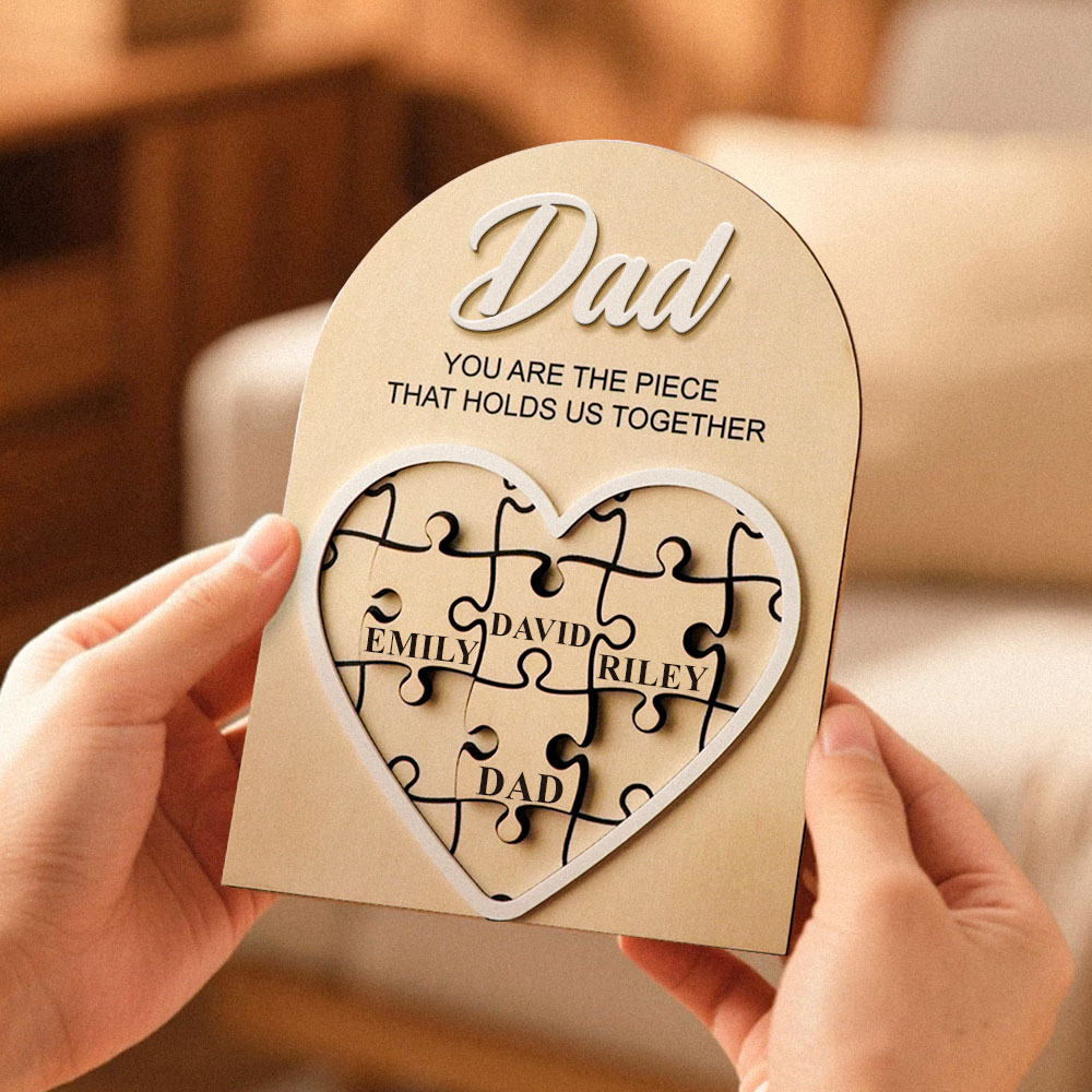 Personalised Puzzle Plaque for Dad You Are the Piece That Holds Us Together Father's Day Gift - PhotoMoonLamp