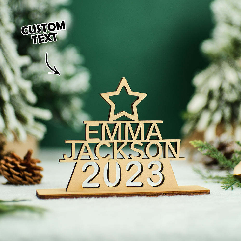 Custom Family Names Christmas Tree Wooden Decor Personalized Warm Gifts For Christmas Day - photomoonlamp