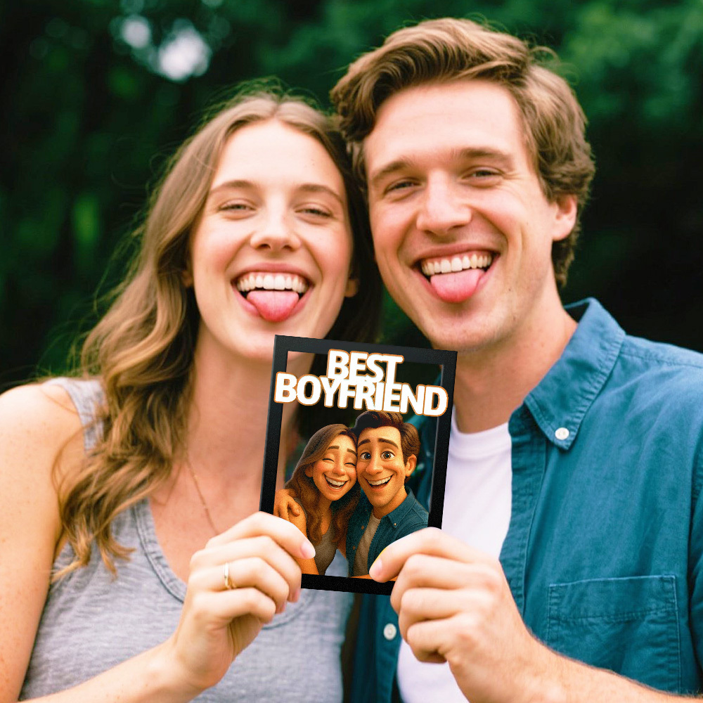 Personalized Cartoon Portrait Wall Frame Custom Wooden Cartoon Portrait Best Boyfriend GIrlfrend Unique Anniversary Birthday Holiday Gift - PhotoMoonLamp