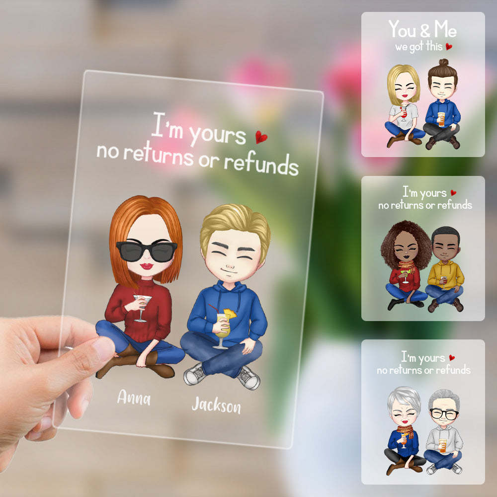 Custom Plaque Lamp Couple Personalized Hairstyle Clothes and Name Cartoon Valentine's Gifts - photomoonlamp