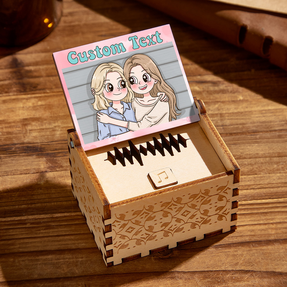 Personalized Digital Music Box Any song Tune or Voice Custom Anime Photo Wooden Photo Music Box with Text Anniversary Gifts - PhotoMoonLamp