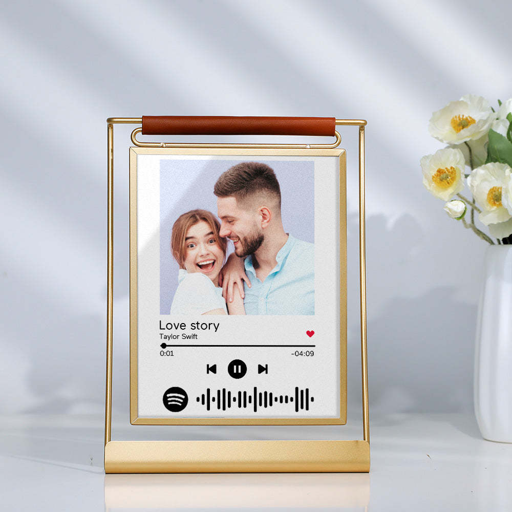 Scannable Spotify Code Photo Frame Personalized Double-Sided Display Stand Gifts For Lovers - photomoonlamp