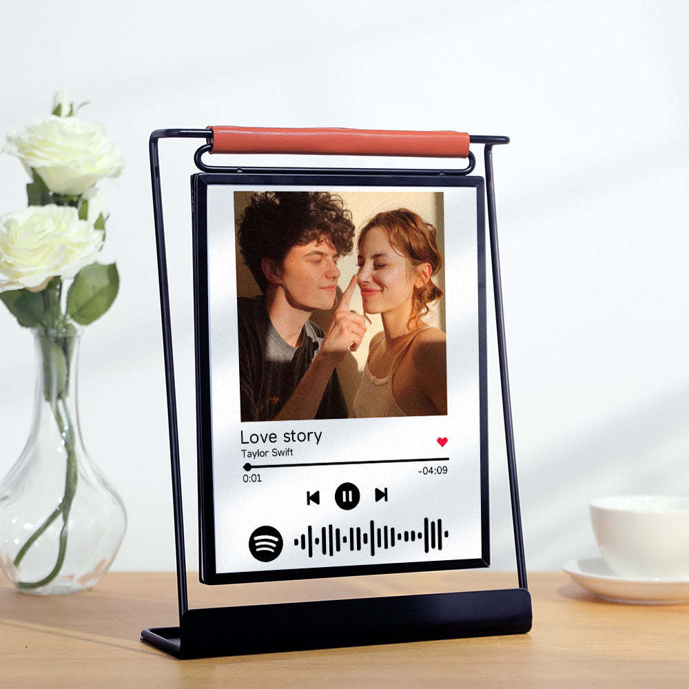 Scannable Spotify Code Photo Frame Personalized Double-Sided Display Stand Gifts For Lovers - photomoonlamp