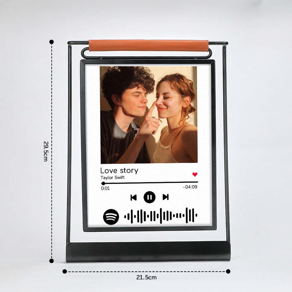 Scannable Spotify Code Photo Frame Personalized Double-Sided Display Stand Gifts For Lovers - photomoonlamp
