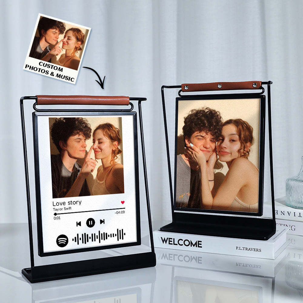 Scannable Spotify Code Photo Frame Personalized Double-Sided Display Stand Gifts For Lovers - photomoonlamp