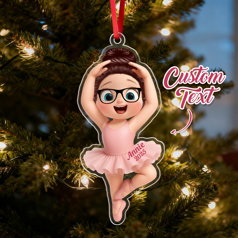 Ballet Girl Acrylic Ornament in Cute Cartoon Style for Christmas Tree Decoration, Warm Ambiance, Perfect Gift for Kids or Friends