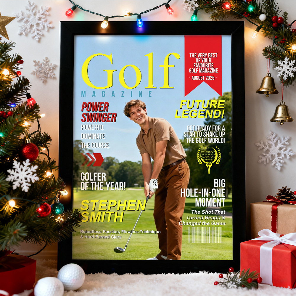 Custom Golf Magazine Cover, Golf Gift, Unique Gift for Golf Lovers, Gifts for Golf Coach