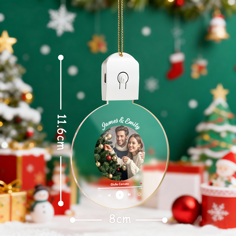 Personalized Photo Acrylic Ornament Christmas Glows Ornament Gift for Lover