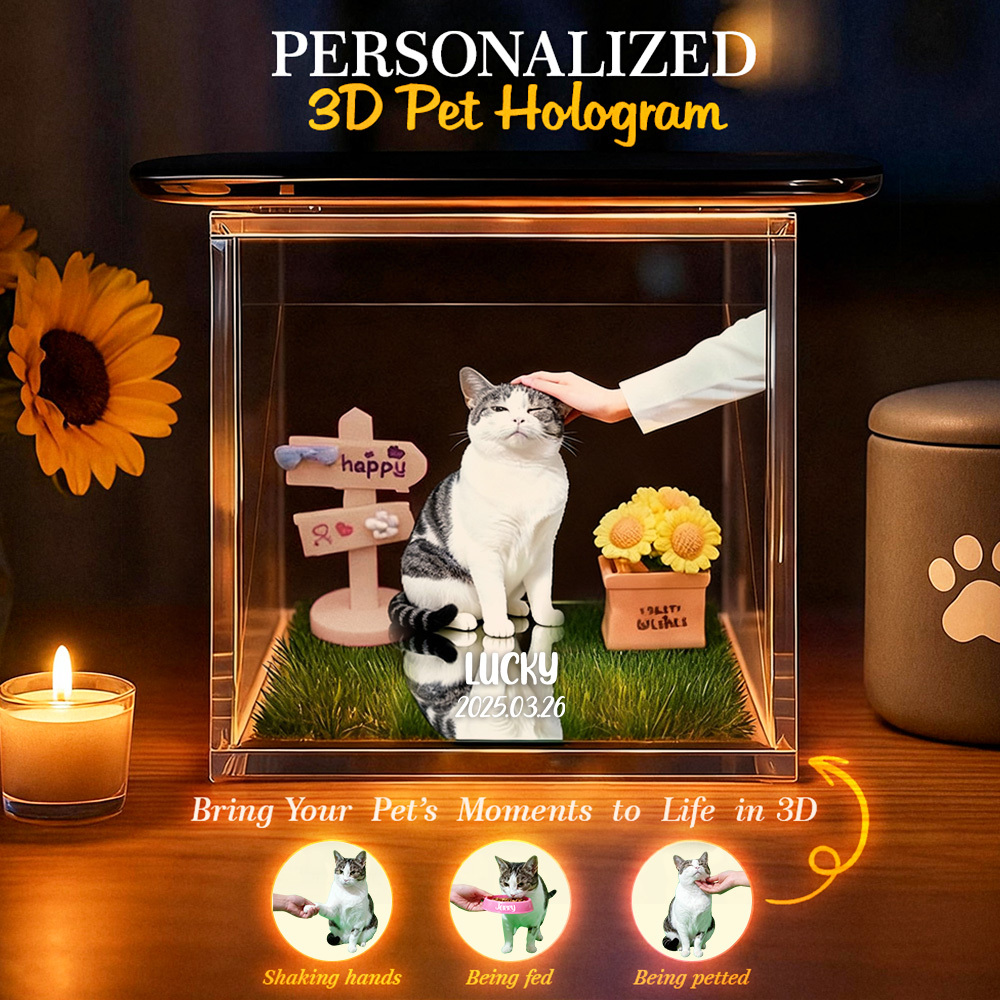 Pet Holographic Lumina Boxes For Cats | High-Transmittance Holographic Material Image DIY Pet Holographic House - PhotoMoonLamp