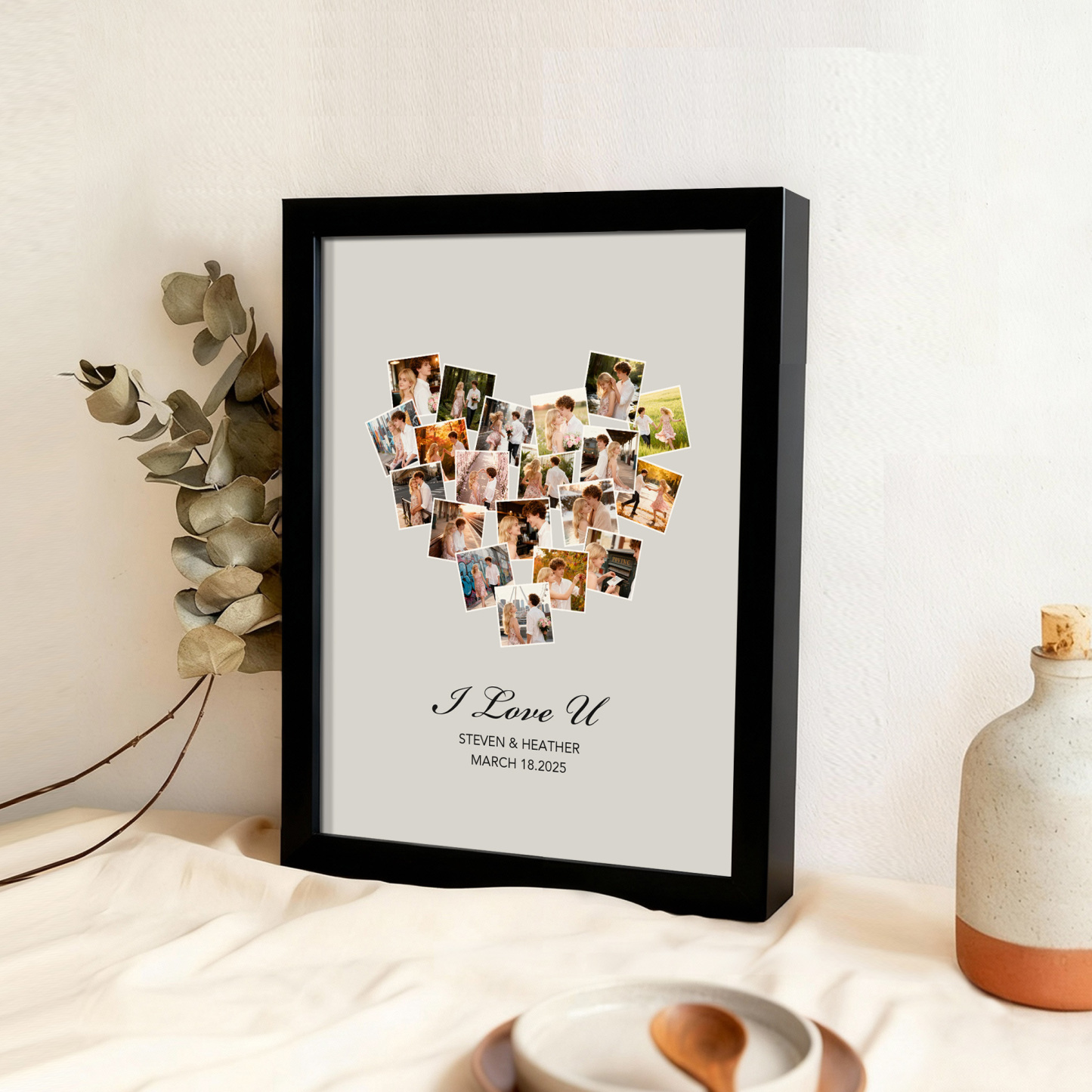 Christmas Gift Custom Photo Frame Valentine's Gift Personalized 20 Photos and Names Frame Anniversary Gift