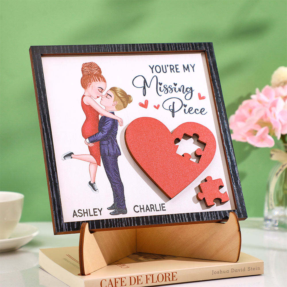 Gifts for Her/Him Personalized Wooden Plaque You Are My Missing Piece - photomoonlamp