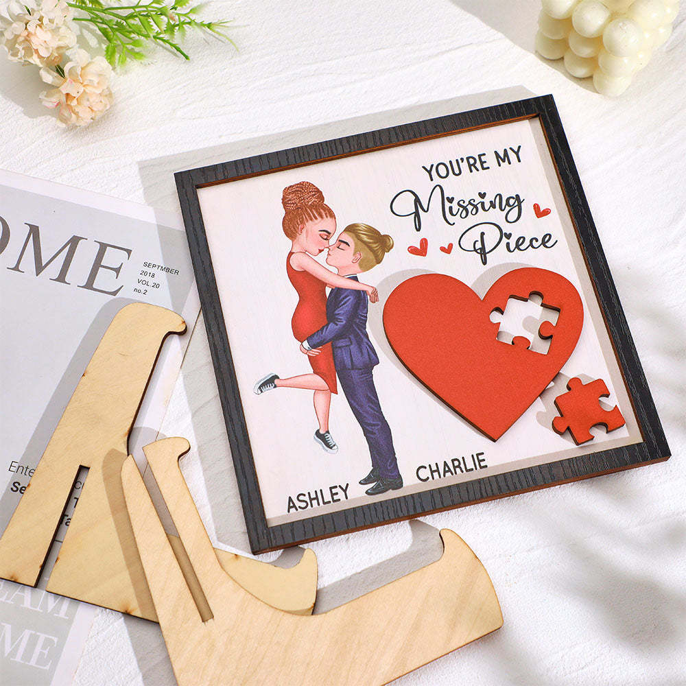 Gifts for Her/Him Personalized Wooden Plaque You Are My Missing Piece - photomoonlamp